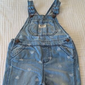 Heart Print Denim Overalls